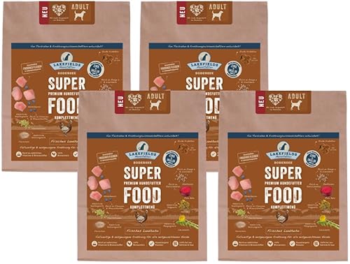Lakefields - Superfood für Hunde - Premium Hundefutter trocken, Huhn 61%, getreidefreies Trockenfutter für ausgewachsene Hunde mit Hühnerfleisch & Roter Beete, von Tierärzten entwickelt, 4 x 1kg von Lakefields
