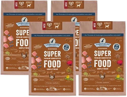 Lakefields - Superfood für Hunde - Premium Hundefutter trocken, Huhn 61%, getreidefreies Trockenfutter für ausgewachsene Hunde mit Hühnerfleisch & Roter Beete, von Tierärzten entwickelt, 4 x 2,5kg von Lakefields