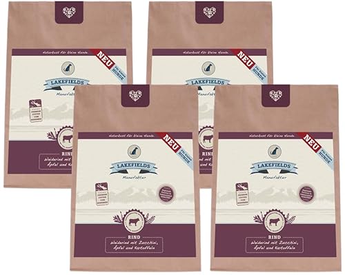 Lakefields - Premium Hundefutter trocken, Rind 68%, getreidefreies Trockenfutter für kleine ausgewachsene Hunde, Alleinfutter mit Rindfleisch & Kartoffeln, schonend ausgebacken, 4 x 1kg Lakefields - Premium Hundefutter trocken, Rind 68%, getreidefreies Trockenfutter für kleine ausgewachsene Hunde, Alleinfutter mit Rindfleisch & Kartoffeln, schonend ausgebacken, 4 x 1kg von Lakefields