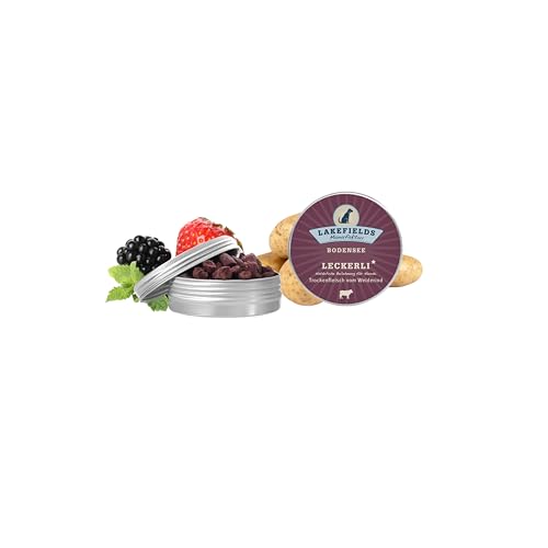 Lakefields - Hundeleckerli Trockenfleischstreifen vom Weiderind, Hundesnack mit 90% Rindfleisch, getreidefreie & gesunde Leckerlies, ideal als Trainingsleckerli, schonend gebacken, 1 x 50g Lakefields - Hundeleckerli Trockenfleischstreifen vom Weiderind, Hundesnack mit 90% Rindfleisch, getreidefreie & gesunde Leckerlies, ideal als Trainingsleckerli, schonend gebacken, 1 x 50g von Lakefields