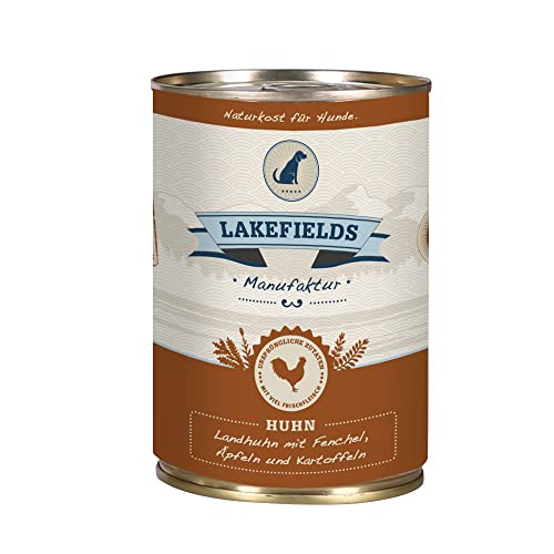 Lakefields MANUFAKTUR Nassfutter MENÜ Huhn 61% Fleischanteil für Hunde, Größe:18 x 400 g von Lakefields