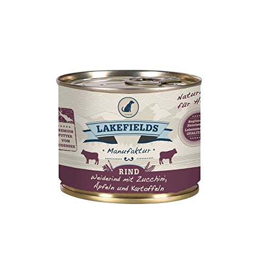 Lakefields MANUFAKTUR Nassfutter MENÜ RIND 61% Fleischanteil für Hunde, Größe:12 x 200 g von Lakefields