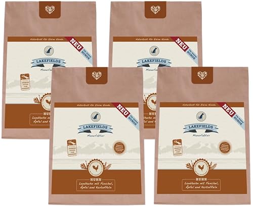 LAKEFIELDS Trockenfleisch-Menü Huhn - für ausgewachsene, kleine Hunde – 4 x 1kg - getreidefreies Alleinfutter von Lakefields