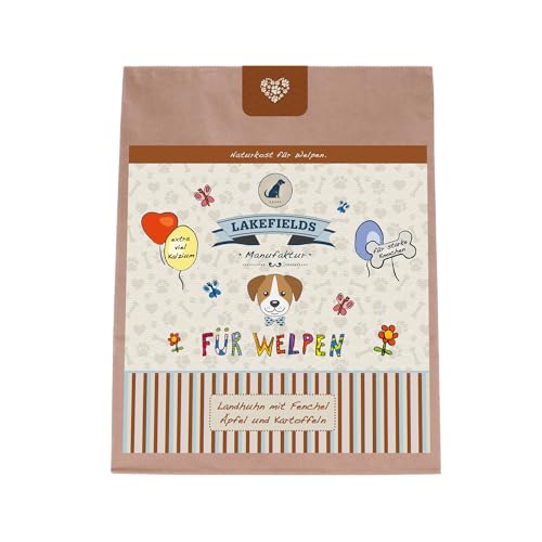 Lakefields - Premium Welpenfutter trocken, Huhn 70%, getreidefreies Trockenfutter für Welpen, Hundefutter mit Hühnerfleisch, Fenchel, Karotten & Kartoffeln, schonend ausgebacken, 1 x 2,5kg von Lakefields