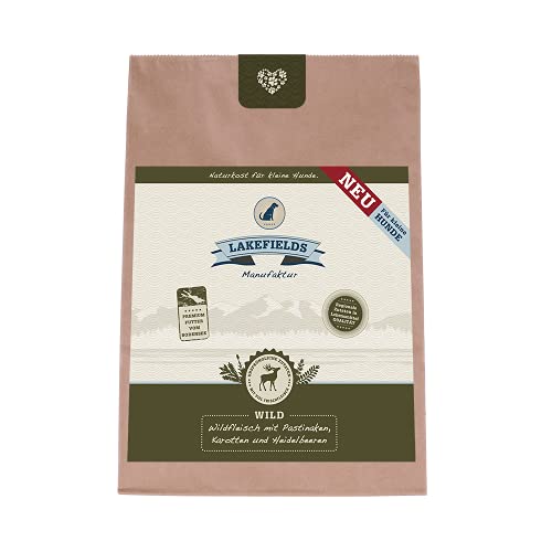 Lakefields Premium Trockenfleisch-Menü Wild FÜR KLEINE Hunde Trockenfutter mit Pastinaken, Karotten und Heidelbeeren, Größe:3 x 1 Kg von Lakefields