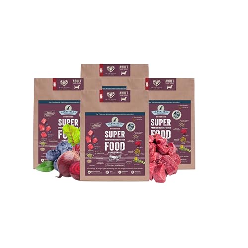 Lakefields - Superfood für Hunde - Premium Hundefutter trocken, Rind 60%, getreidefreies Trockenfutter für kleine ausgewachsene Hunde mit Rindfleisch & Rote Beete, von Tierärzten entwickelt, 4 x 1kg von Lakefields
