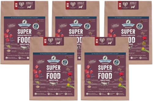 Lakefields - Superfood für Hunde - Premium Hundefutter trocken, Rind 60%, getreidefreies Trockenfutter für kleine ausgewachsene Hunde mit Rindfleisch & Rote Beete, von Tierärzten entwickelt, 5 x 1kg von Lakefields