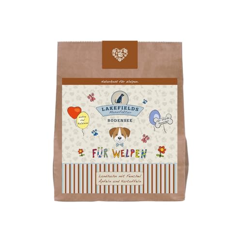 Lakefields - Premium Welpenfutter trocken, Huhn 70%, getreidefreies Trockenfutter für Welpen, Hundefutter mit Hühnerfleisch, Fenchel, Karotten & Kartoffeln, schonend ausgebacken, 1 x 1kg von Lakefields