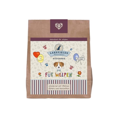 Lakefields - Premium Welpenfutter trocken, Rind 70%, getreidefreies Trockenfutter für Welpen, Hundefutter trocken mit Rindfleisch, Äpfeln, Karotten & Zucchini, ausgebacken, 1 x 1kg von Lakefields