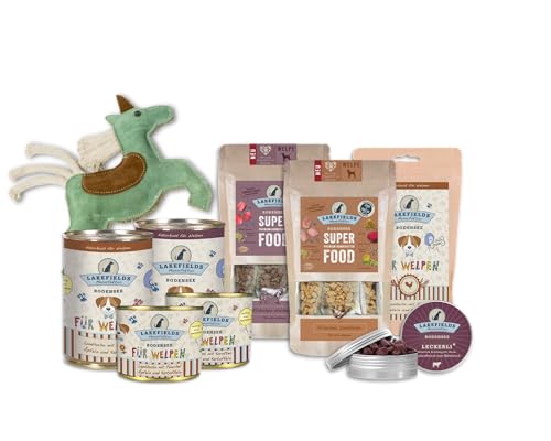 Lakefields Welpenpaket – Premium Starter-Set mit Welpen Nass- & Trockenfutter Huhn & Rind, Welpen Leckerlies & nachhaltigem Spielzeug, Hundebesitzer von Lakefields