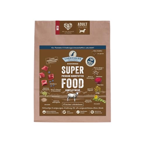 Lakefields - Superfood für Hunde - Premium Hundefutter trocken, Lamm 61%, getreidefreies Trockenfutter für kleine Hunde mit Lammfleisch & Spinat, von Tierärzten entwickelt, 4 x 1kg von Lakefields