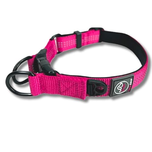 Lalazoo RICO Hundehalsband – Verstellbar Gepolstert Reflektierend mit Doppeltem D-Ring – Weich & Robust – Komfortables Hunde Halsband für Kleine Mittlere & Große Hunde – Fuchsia, M von Lalazoo
