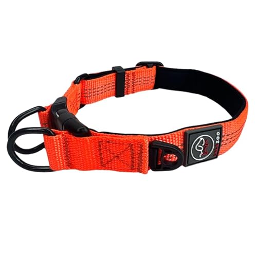 Lalazoo RICO Hundehalsband – Verstellbar Gepolstert Reflektierend mit Doppeltem D-Ring – Weich & Robust – Komfortables Hunde Halsband für Kleine Mittlere & Große Hunde – Orange, M von Lalazoo