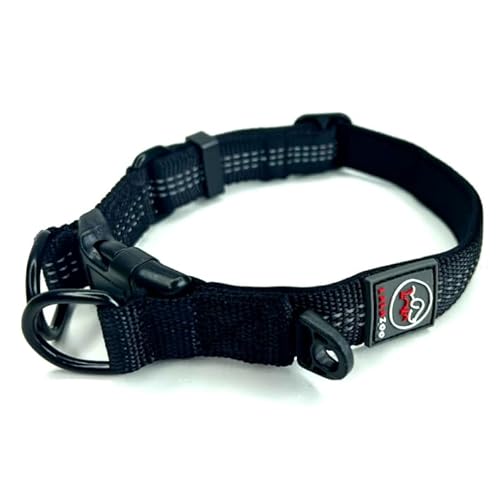 Lalazoo RICO Hundehalsband – Verstellbar Gepolstert Reflektierend mit Doppeltem D-Ring – Weich & Robust – Komfortables Hunde Halsband für Kleine Mittlere & Große Hunde – Schwarz, M von Lalazoo