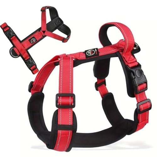 Lalazoo Hundegeschirr Typ Guard Capri XL Rot – Verstellbares Hundegeschirr für große Hunde – Reflektierend, Atmungsaktiv & Bequem mit Neopren-Polsterung und Griff Lalazoo Hundegeschirr Typ Guard Capri XL Rot – Verstellbares Hundegeschirr für große Hunde – Reflektierend, Atmungsaktiv & Bequem mit Neopren-Polsterung und Griff von Lalazoo