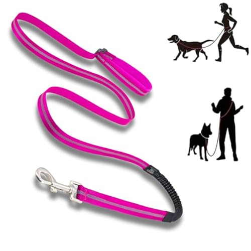 Lalazoo Hundeleine mit Stoßdämpfer, free handle ADVENTURE 180 cm, mit Reflexstreifen, längenverstellbar, zum laufen, sport (fuchsia, L) von Lalazoo