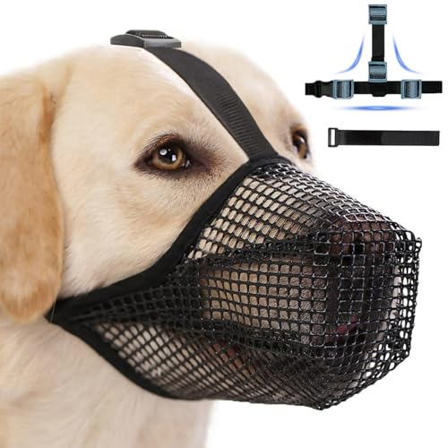 Maulkorb für große Hunde, Atmungsaktive Haustier Maske Hundetraining, Maulkorb mittlere Hunde mit Klettverschluss, Maulkorb für Kleine Mittlere große Hunde (XL) von Lalieffacely