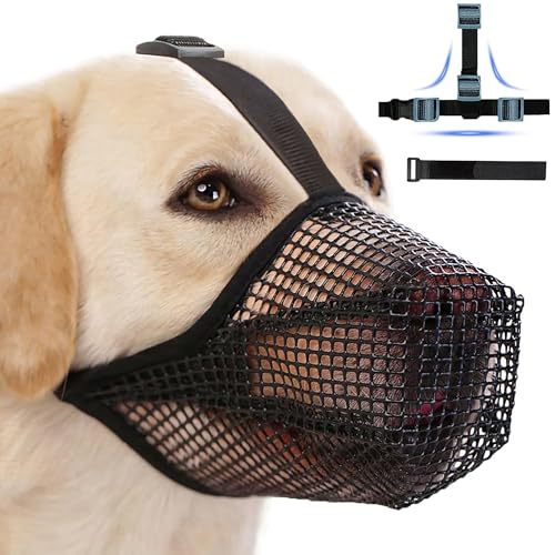 Maulkorb für große Hunde, Maulkorb mittlere Hunde mit Klettverschluss, Atmungsaktive Haustier Maske Hundetraining für Kleine Mittlere große (Gelb, XS) von Lalieffacely