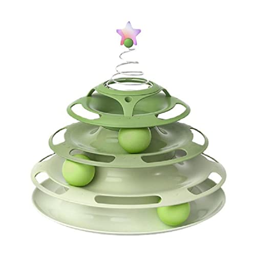 Cat Toy Roller 3 Level Tower Interactive Ball Toy For Indoor Cats With 3 Ball Springing Teaser Fun Exerciser Game Cat Toy Turntable Tower Ball Track Circle Large For Indoor Cats von Lamala