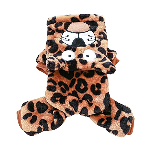 Hund Polyester Welpen Haustier Kleine Hund Kleidung Cartoon Leopard Kostüm Kaltwetter Haustier Cartoon Neujahr Cosplay Kleid Leopard Haustier Kostüm von Lamala