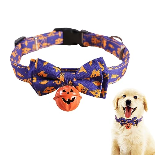 Lambo Halloween-Halsbänder – Halsbänder für Pumpkin Bowties – verstellbare Halsbänder mit Glocke und lächelndem Kürbisgesicht, Zubehör für Halloween-Hunde Lambo Halloween-Halsbänder – Halsbänder für Pumpkin Bowties – verstellbare Halsbänder mit Glocke und lächelndem Kürbisgesicht, Zubehör für Halloween-Hunde von Lambo