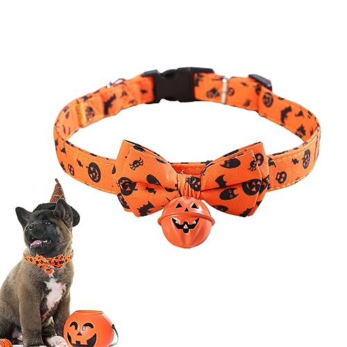 Lambo Halloween-Katze – niedlicher Kürbis-Schmetterling mit Glocke | verstellbare Halsbänder mit Glocke und lächelndem Kürbisgesicht, Zubehör für Halloween-Hunde Lambo Halloween-Katze – niedlicher Kürbis-Schmetterling mit Glocke | verstellbare Halsbänder mit Glocke und lächelndem Kürbisgesicht, Zubehör für Halloween-Hunde von Lambo