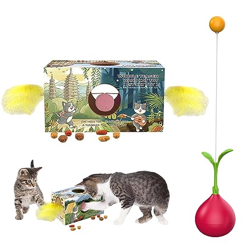 Lambo Interaktiver Katzenspielzeugball, Katzenspielzeug - Auto-balancierendes DIY-Haustierspielzeug für Katzen,Unterhaltungszubehör für Katzen im Innenbereich für Wohnzimmer, Schlafzimmer, Innenhof, von Lambo
