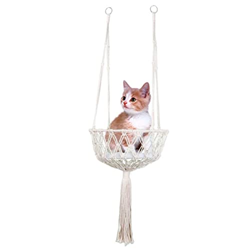 Lambo Katzenhängematte, Boho, Katze aus Makramee, handgewebt – Hängematten für Katzen, Kätzchen, drinnen und draußen, Schlafen, Klettern, Dekoration Lambo Katzenhängematte, Boho, Katze aus Makramee, handgewebt – Hängematten für Katzen, Kätzchen, drinnen und draußen, Schlafen, Klettern, Dekoration von Lambo