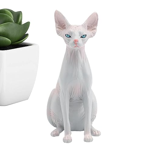 Lambo Katzenmodell ohne Simulationshaare | Sphinx Katze Tiere Figur Spielzeug Hohe Simulation Vivid Katze ohne Haare Spielzeug – 3,74 x 3,54 x 1,57 Zoll Katzenspielzeug für Tiere von Lambo