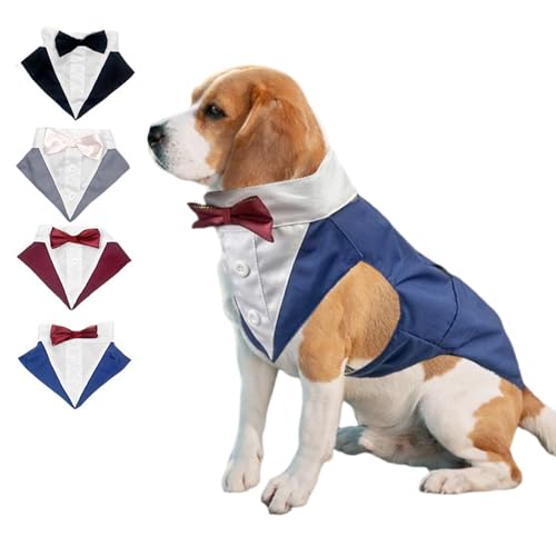 Lamiaraga Blaues Hunde-Smoking-Kostüm mit Fliege, Hochzeits-Outfit für mittelgroße Hunde, formelle Kleidung, perfekt für Haustiergeburtstag, Hundeträger, Mann-Kostüm von Lamiaraga