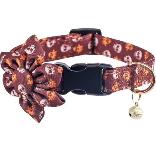 Halloween-Hundehalsband mit abnehmbarem, niedlichem Sonnenblumen-Motiv, verstellbares Haustierhalsband, Totenkopf-Muster, Größe L Halloween-Hundehalsband mit abnehmbarem, niedlichem Sonnenblumen-Motiv, verstellbares Haustierhalsband, Totenkopf-Muster, Größe L von Lamphyface