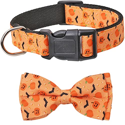 Halloween-Hundehalsband mit abnehmbarer niedlicher Fliege, verstellbare Haustierhalsbänder von Lamphyface