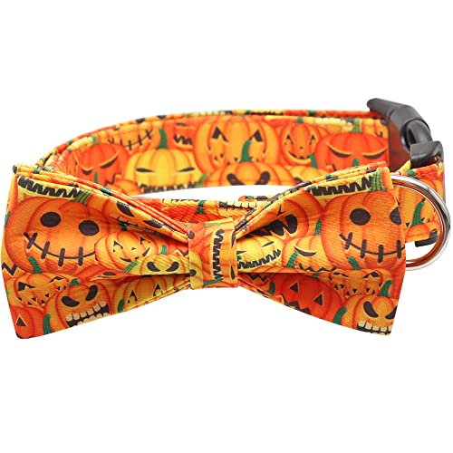 Halloween-Hundehalsband mit abnehmbarer niedlicher Fliege, verstellbare Haustierhalsbänder von Lamphyface
