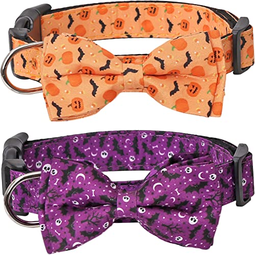Halloween-Hundehalsband mit abnehmbarer süßer Fliege, verstellbare Haustierhalsbänder von Lamphyface