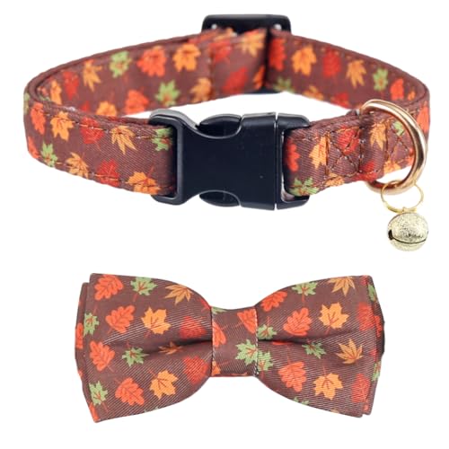 Hundehalsband mit Fliege und Glöckchen, verstellbares Haustierhalsband für Hunde, Ahornblatt, Größe L Hundehalsband mit Fliege und Glöckchen, verstellbares Haustierhalsband für Hunde, Ahornblatt, Größe L von Lamphyface