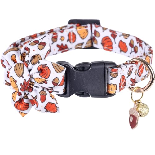 Hundehalsband mit Sonnenblume und Glocke, Herbsturlaub, verstellbare Haustierhalsbänder für Hunde (Acorn,Small) von Lamphyface