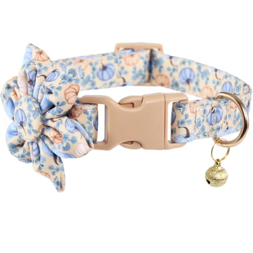 Hundehalsband mit Sonnenblume und Glocke, für Herbst und Urlaub, verstellbar, für Hunde, Kürbis, Größe M Hundehalsband mit Sonnenblume und Glocke, für Herbst und Urlaub, verstellbar, für Hunde, Kürbis, Größe M von Lamphyface