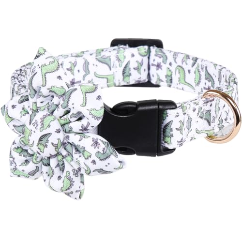 Hundehalsband mit Sonnenblumen-Dinosaurier-Motiv, verstellbar, für kleine, mittelgroße und große Jungen und Mädchen Hundehalsband mit Sonnenblumen-Dinosaurier-Motiv, verstellbar, für kleine, mittelgroße und große Jungen und Mädchen von Lamphyface