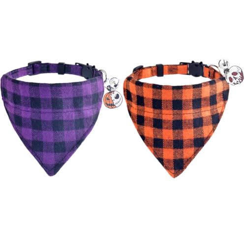Lamphyface Halloween-Katzenhalsband mit niedlichem Bandana und Glockenmuster für Kätzchen, verstellbare Sicherheit Lamphyface Halloween-Katzenhalsband mit niedlichem Bandana und Glockenmuster für Kätzchen, verstellbare Sicherheit von Lamphyface