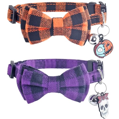 Lamphyface Halloween-Katzenhalsband mit niedlicher Fliege und Glockenmuster für Kätzchen, verstellbare Sicherheit Lamphyface Halloween-Katzenhalsband mit niedlicher Fliege und Glockenmuster für Kätzchen, verstellbare Sicherheit von Lamphyface