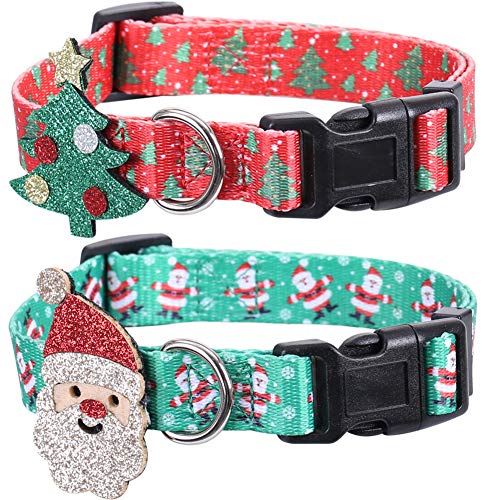 Lamphyface Hundehalsband, verstellbar, mit Weihnachtsmann- und Weihnachtsbaum-Zubehör, 2 Stück von Lamphyface