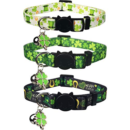 Lamphyface St. Patrick's Day Katzenhalsband mit Glöckchen, verstellbar, 3 Stück Lamphyface St. Patrick's Day Katzenhalsband mit Glöckchen, verstellbar, 3 Stück von Lamphyface