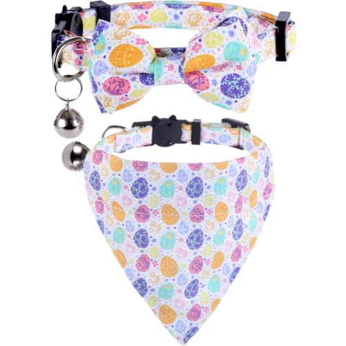 Oster-Katzenhalsband mit Fliege, Bandana und Glocke, Urlaub für Kätzchen, verstellbare Sicherheit von Lamphyface