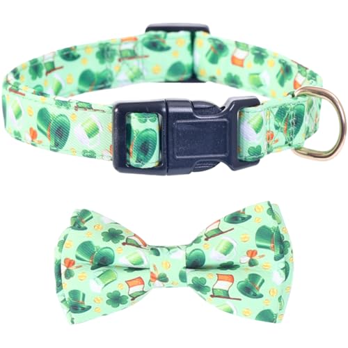 St. Patrick's Day Hundehalsband mit abnehmbarer niedlicher Fliege, Kleeblatt, verstellbar, Größe M St. Patrick's Day Hundehalsband mit abnehmbarer niedlicher Fliege, Kleeblatt, verstellbar, Größe M von Lamphyface