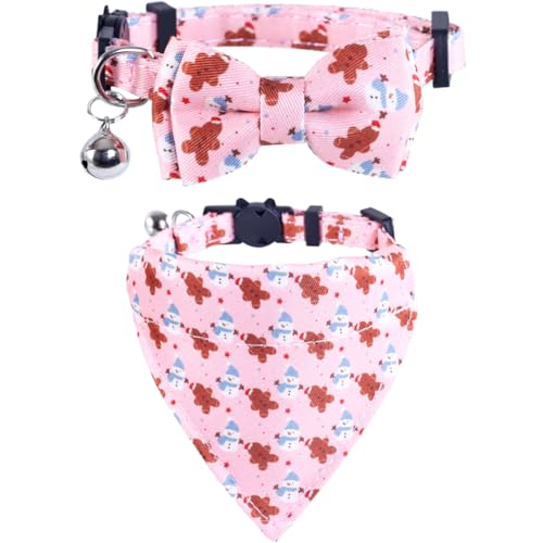 Weihnachtliches Katzenhalsband mit Fliege, Bandana und Glocke, Urlaub für Kätzchen, verstellbare Sicherheit Weihnachtliches Katzenhalsband mit Fliege, Bandana und Glocke, Urlaub für Kätzchen, verstellbare Sicherheit von Lamphyface