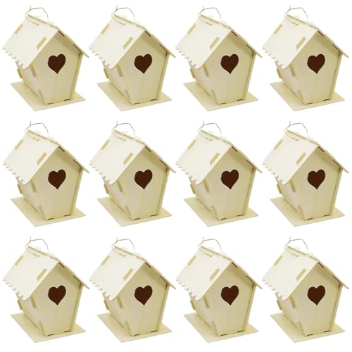 12pcs Bird House Kit, DIY unbemalte hölzerne Vogelhäuser Herz & Zaun Vogelhaus mit hängenden Haken 4x4, 3 x 5, 5 kleine Häuser für Erwachsene Kinder zum BAU, Holz 12pcs Bird House Kit, DIY unbemalte hölzerne Vogelhäuser Herz & Zaun Vogelhaus mit hängenden Haken 4x4, 3 x 5, 5 kleine Häuser für Erwachsene Kinder zum BAU, Holz von Lamppdcor