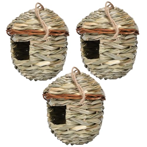 3 PCs Bird House, Kolibri -Nest für das Hängen im Freien 5.5x6 '' Heu gewebte Vogelhaus atmungsaktives Vogelnest für charmante Gartendekoration Vogelschutzgebiet 3 PCs Bird House, Kolibri -Nest für das Hängen im Freien 5.5x6 '' Heu gewebte Vogelhaus atmungsaktives Vogelnest für charmante Gartendekoration Vogelschutzgebiet von Lamppdcor