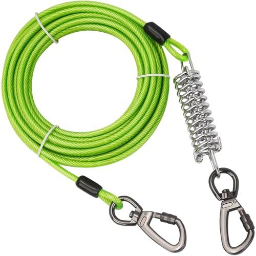 Hundekabel Kabel, 20 Fuß Lange Hundeleine mit Feder- und Drehklammern, Hundeläufer -Kabel bis zu 457 kg Zugkraft, Hundeläufer von Lamppdcor