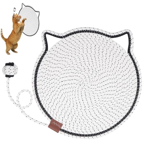 Katzenkratzer für Innenkatzen 17 Zoll Katzenförmiger Katzenpolster mit seiliger Kugel Kratzerresistant waschbar atmungsable Baumwollseilkratzer für Innenkatzen, Weiß Katzenkratzer für Innenkatzen 17 Zoll Katzenförmiger Katzenpolster mit seiliger Kugel Kratzerresistant waschbar atmungsable Baumwollseilkratzer für Innenkatzen, Weiß von Lamppdcor