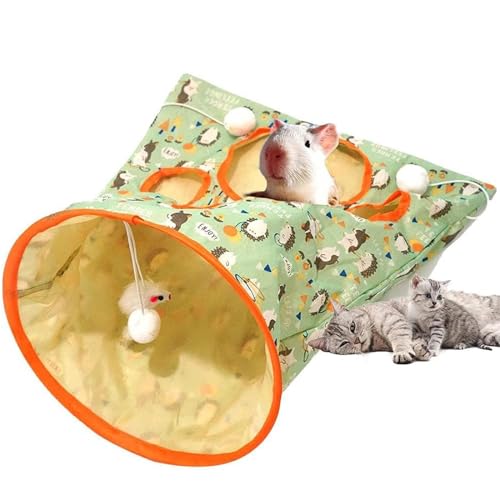 Cat Tunnel Bag,Cat Tunnel Bag,Cat Tube Training Interactive Fun Toy,Cat Tunnel Paper Bag with Plush Ball,Foldable Cat Tunnel Bed,Interactive Cat Drill Bag (Green) von Lamvpiny